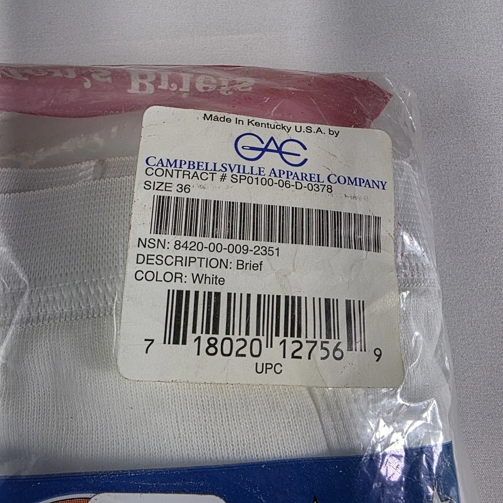 DSCP Mens Briefs Size 36 White 3 Pack Combed Cotton Military Classic USA